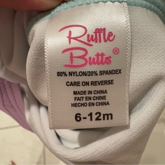 RUFFLE BUTTS Ice Cream Popsicle Float Mint Green Purple Swimsuit Size 6-12M - Picture 5 of 5